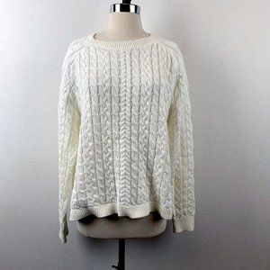 Caffe Marrakesh Sweater Over-Sized White Cotton Cable Knit Slouchy Pullover XL